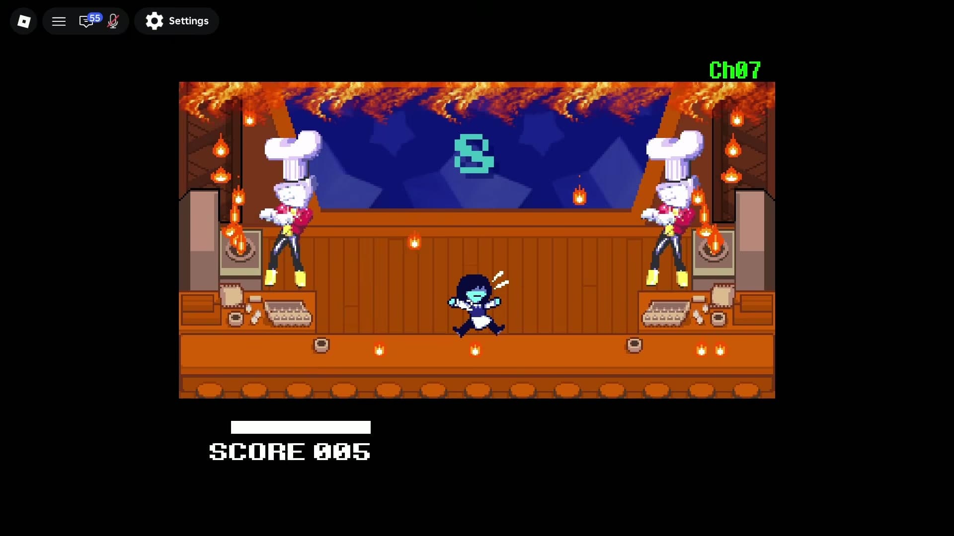 A recorded fight scene with SCORE 005 visible beneath the action area.